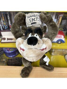 Vintage Looney Tunes Tasmanian Devil Taz Stuffed Animal Plush Danger TNT 1998
